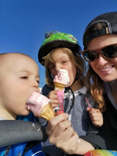 Kate The Boys And I eating ice cream